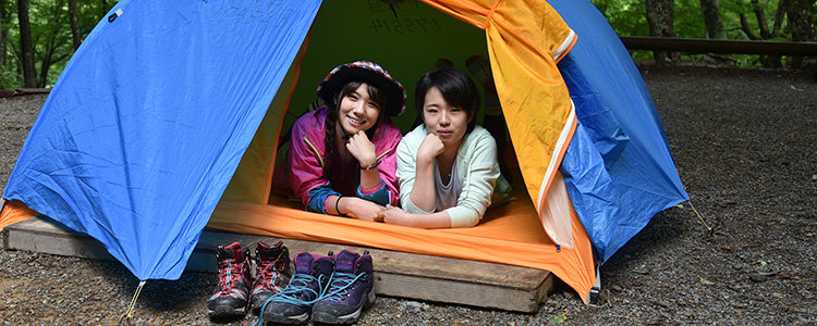 南アルプス女子旅レポート 井川自然の家 テント設営